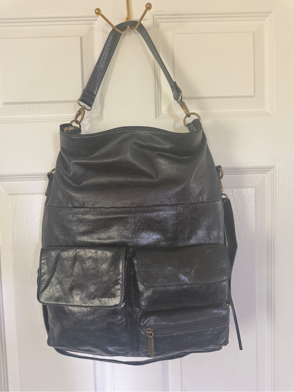 HOBO International Explorer Leather Bag – Convertible Shoulder/Crossbody – Black - Picture 2 of 16